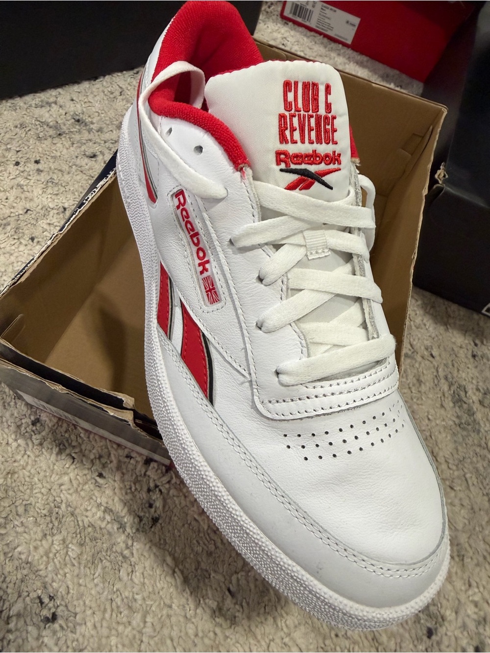 Reebok White & Red Men's Classic Leather Sneakers